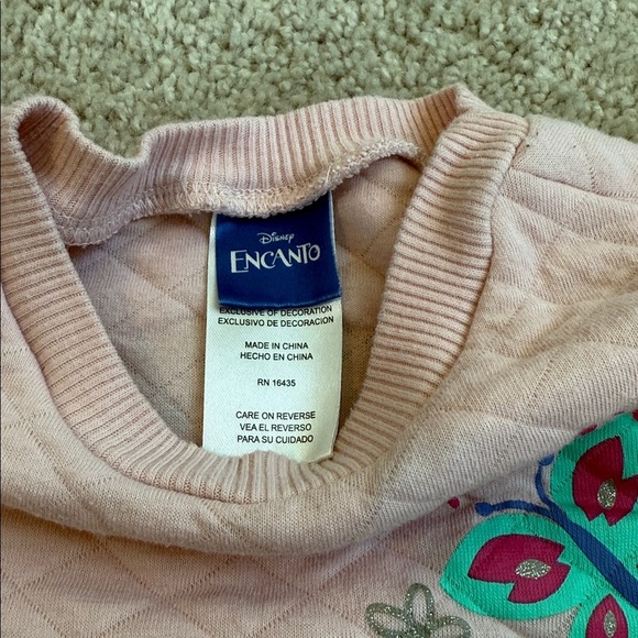 Disney Pink Quilted Kids Encanto Sweatshirt Size 4T - Picture 3 of 6